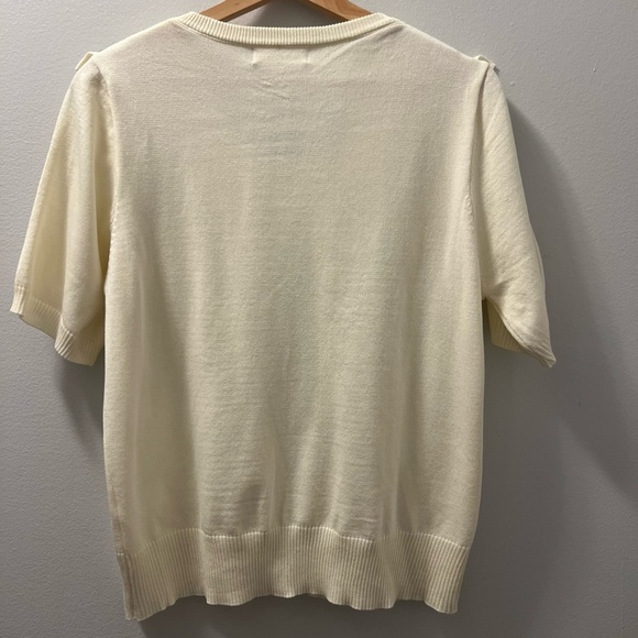 Cream Ruffled Top with Black Trim - Picture 2 of 2